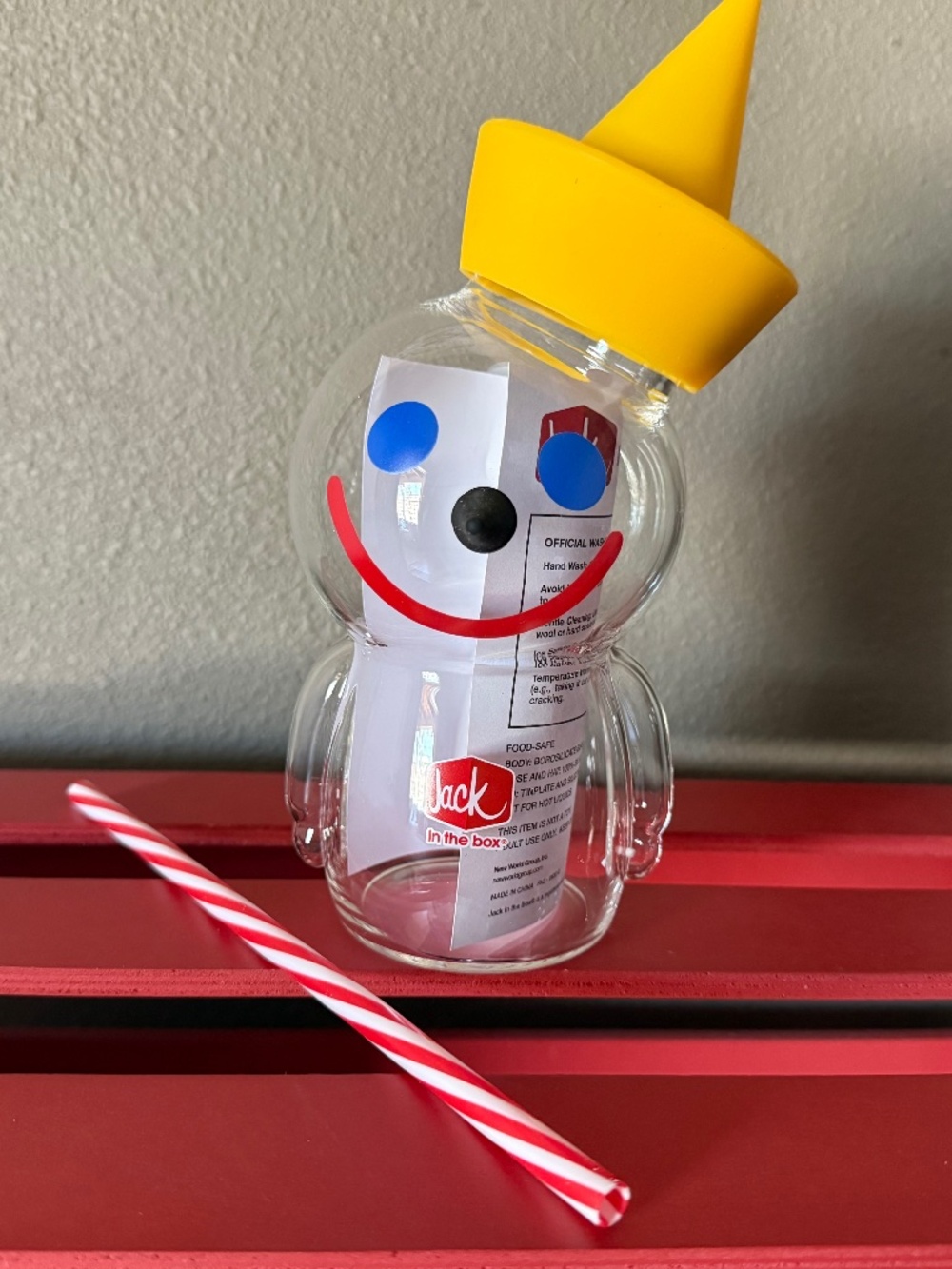 Jack in the Box Glass Sipper Cup with Straw Limited Edition Collectible NEW